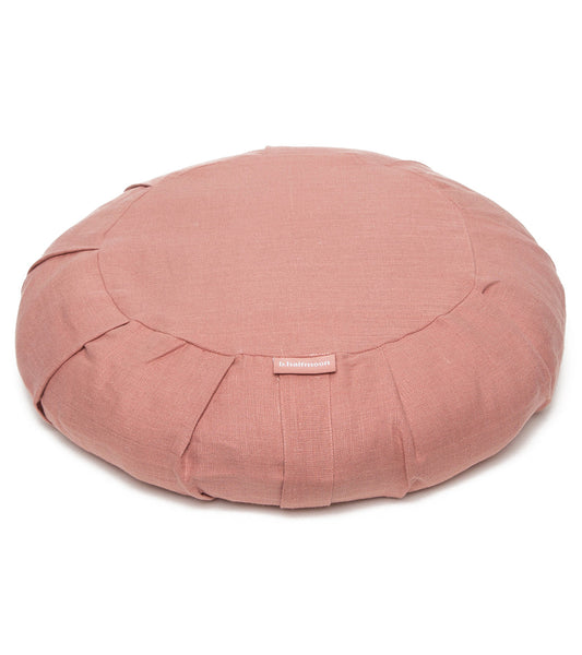 B, Halfmoon Linen Round Meditation Cushion Rose Clay